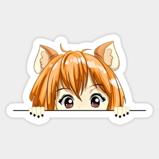 Anime Cat Girl Peeker Sticker